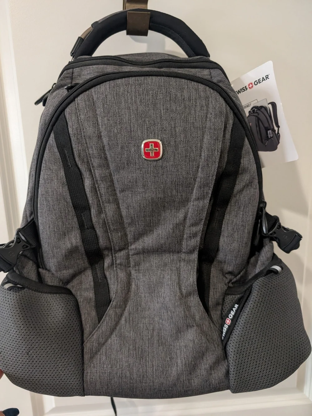 SwissGear Charcoal Gray Men's Backpack with Red Emblem